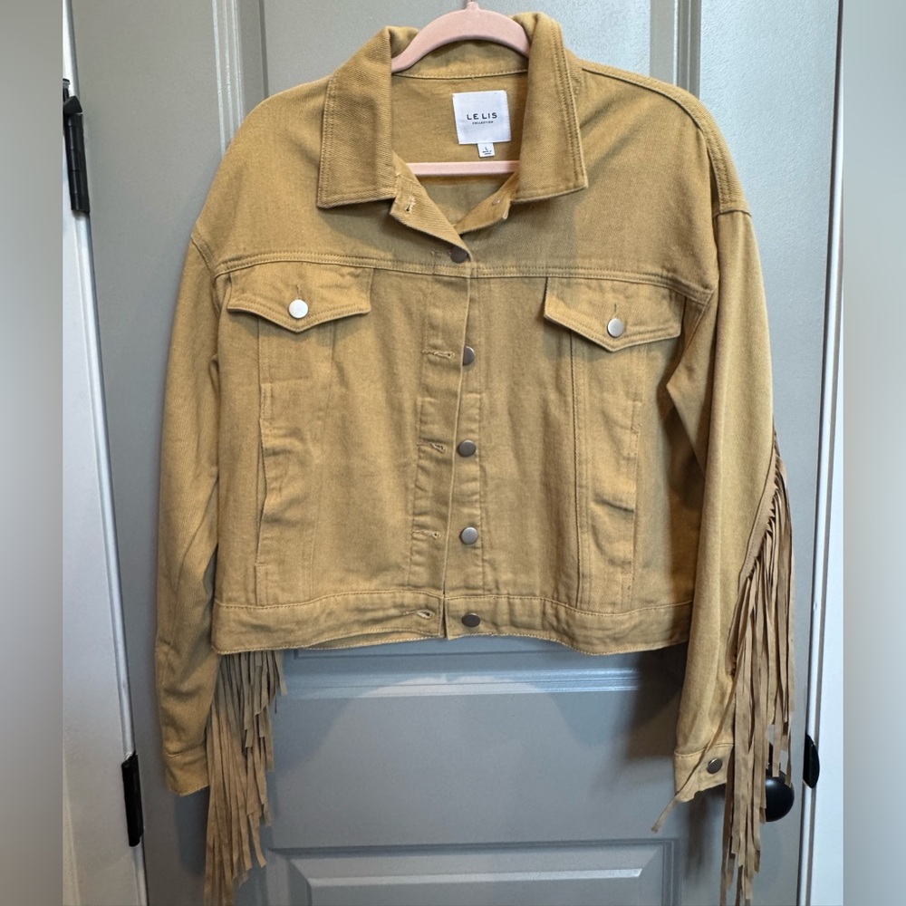 Mustard yellow fringe jacket